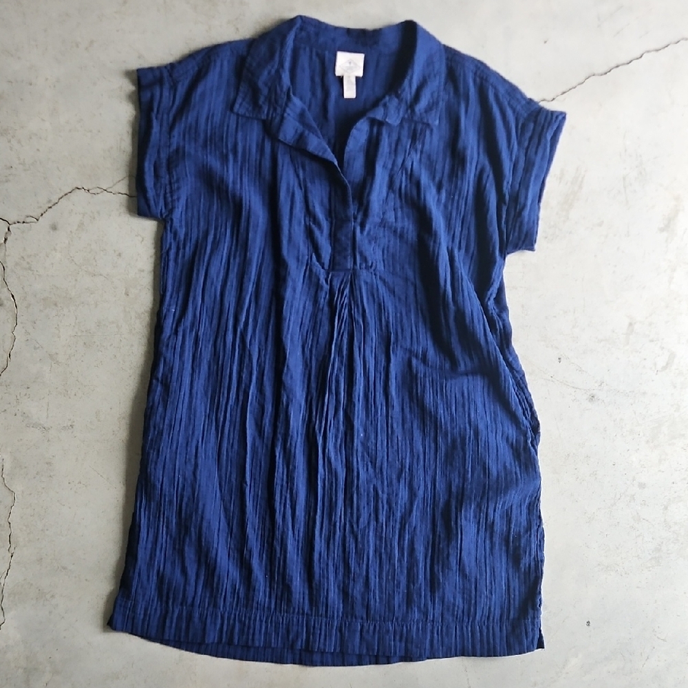 St. John's Bay Royal Blue Crinkled Short-Sleeve Tunic Dress
